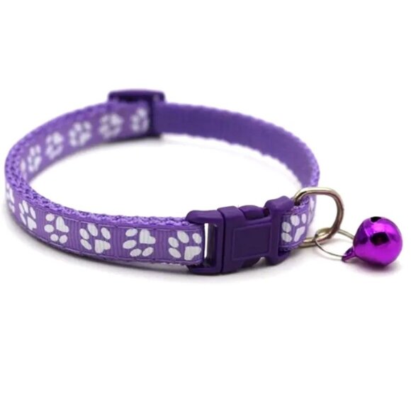 Sweet Heart Paw Print Purple Cat Collar with Bell and Toys Gift Package - Picture 2 of 10